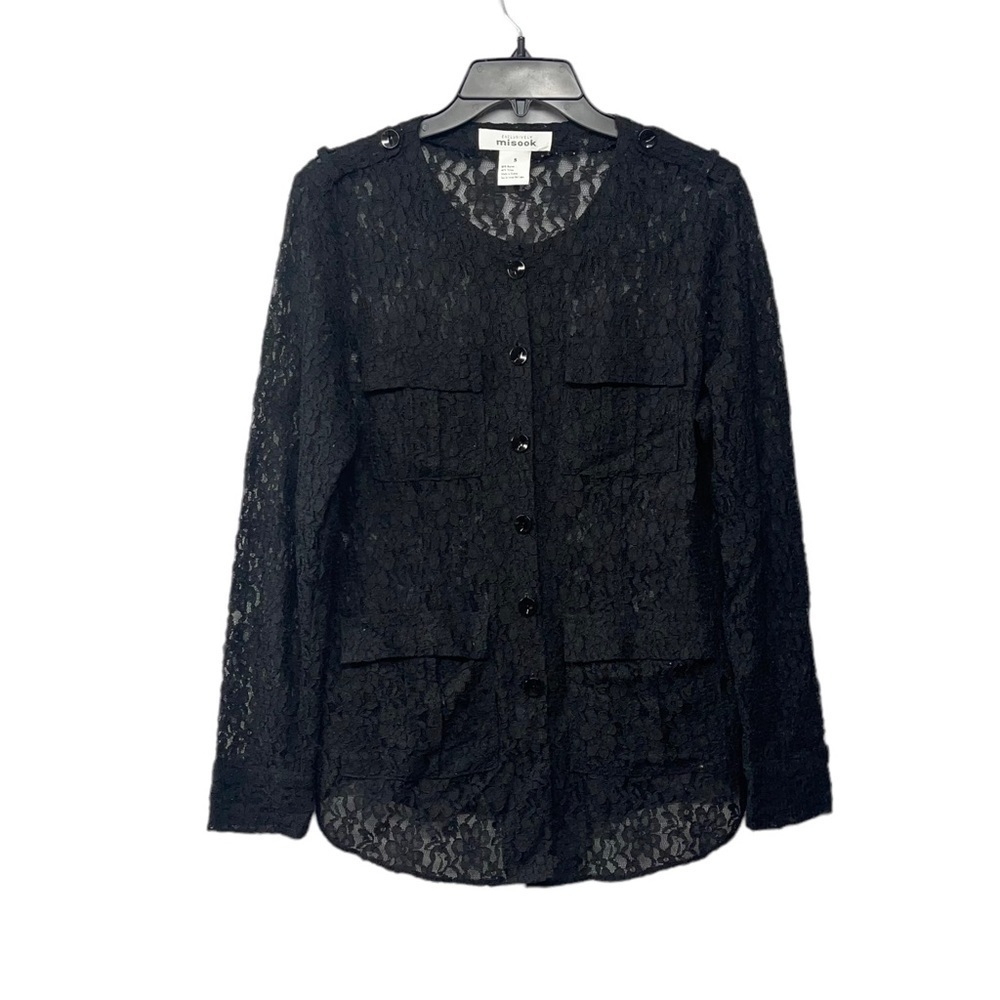 Misook Black Lace Button Front Cardigan Size Small Whimsigoth Withcy Fairygrunge